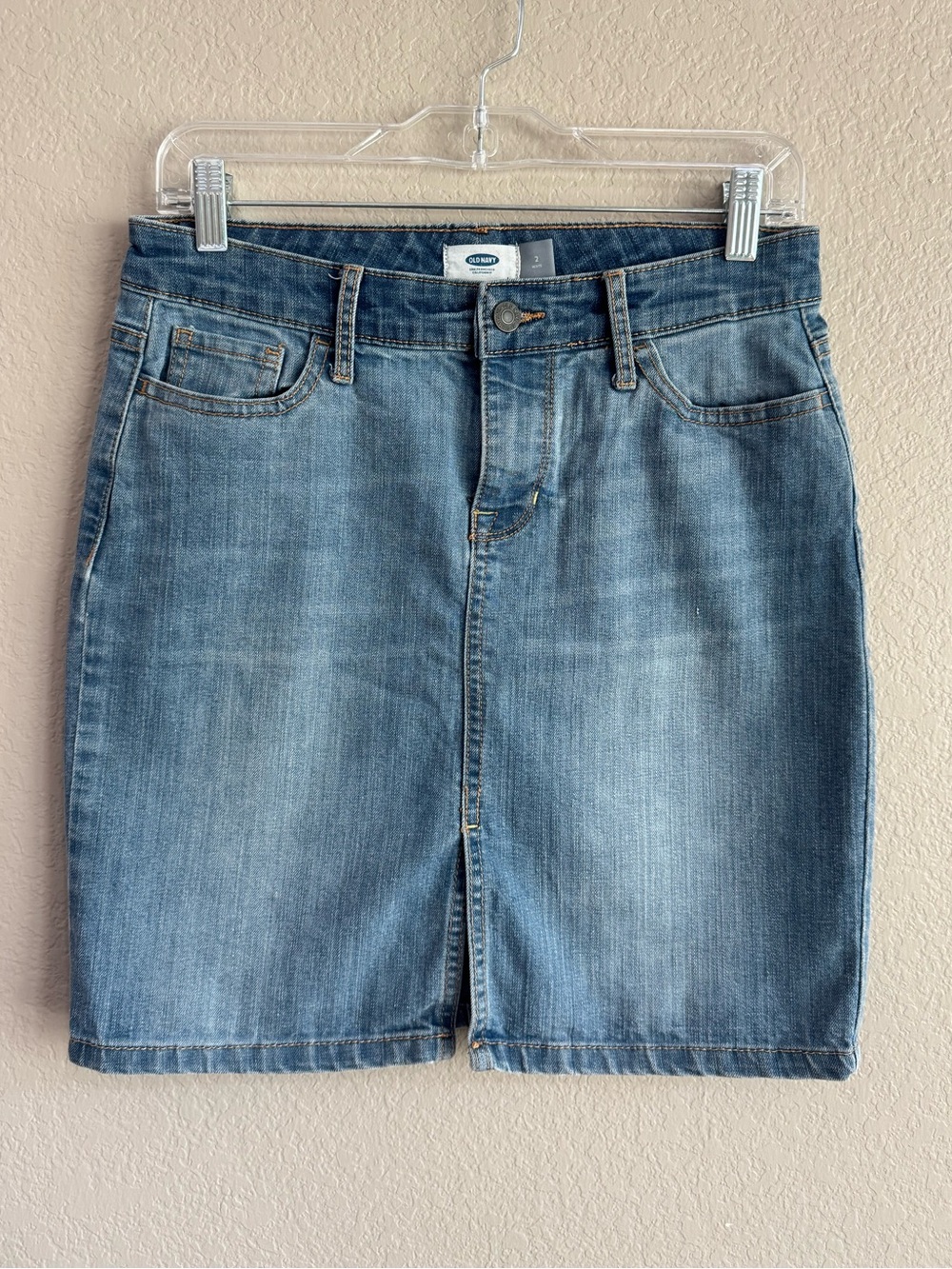 Old Navy Womens Blue Jean Denim Pencil Skirt Mid Wash‎ Size 2 Petite